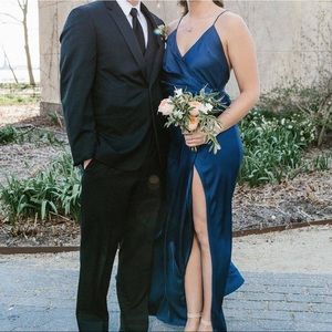 Navy Blue Silk Bridesmaids Dress